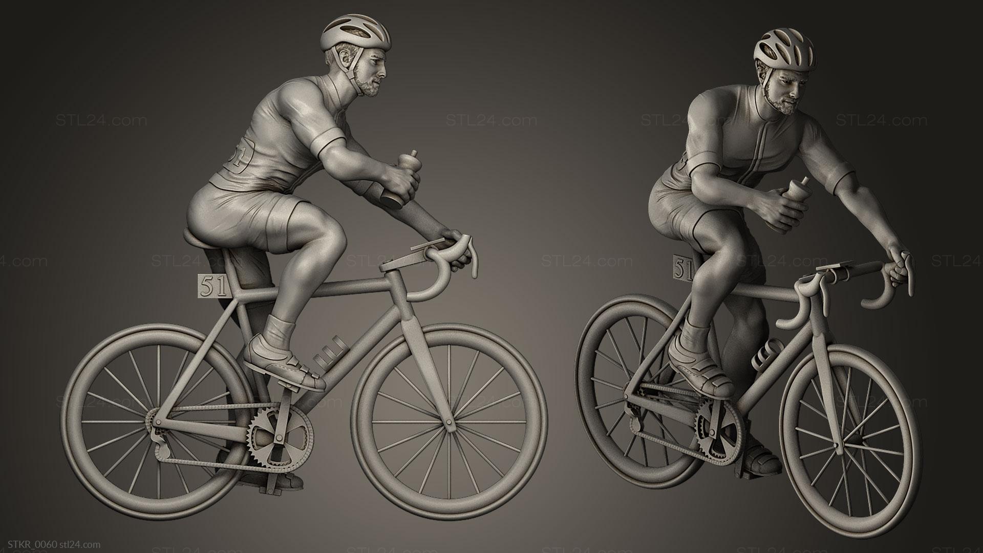 Miscellaneous figurines and statues - Cyclist, STKR_0060. 3D stl model for  CNC